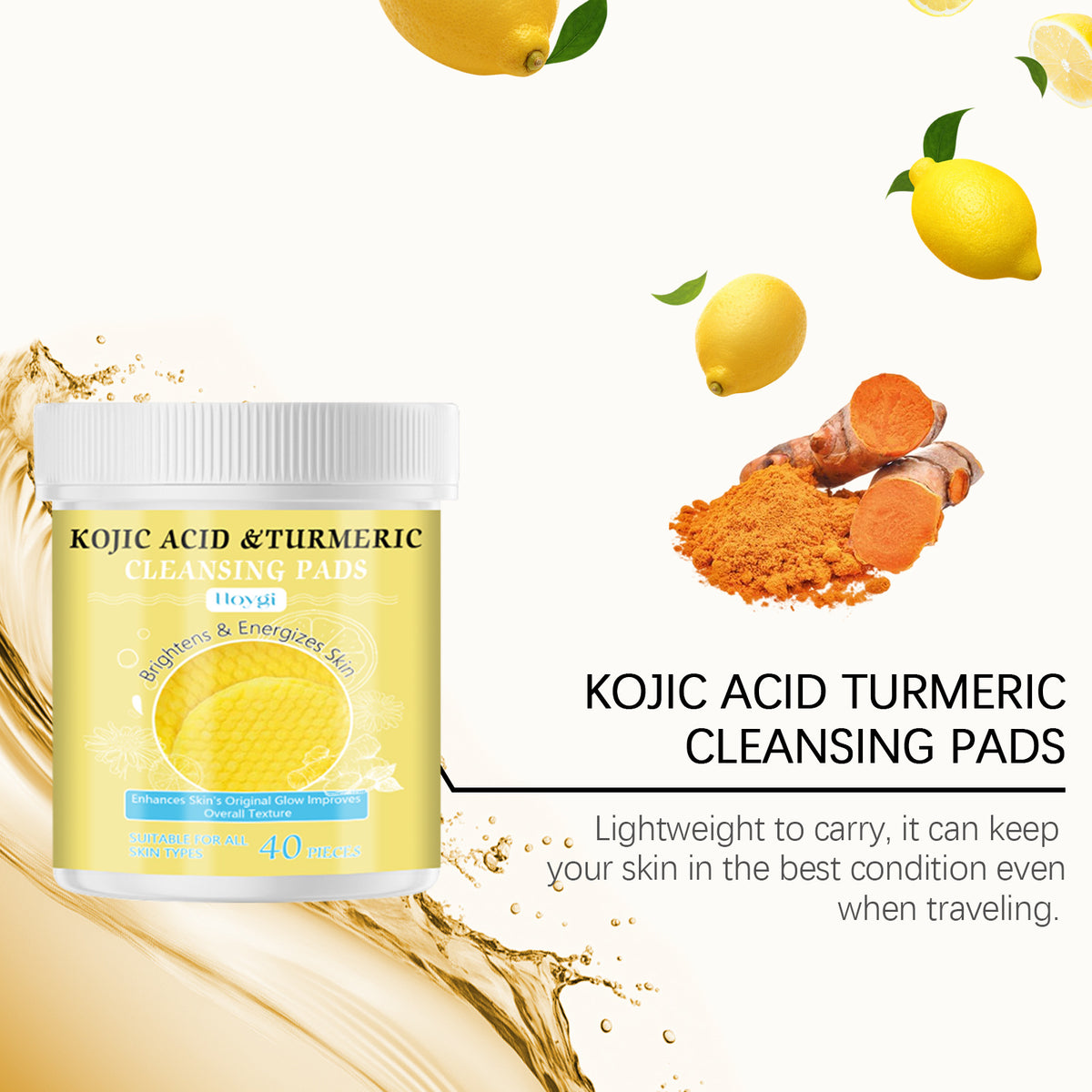 Turmeric & Kojic Acid Cleansing Pads, 40 count jar